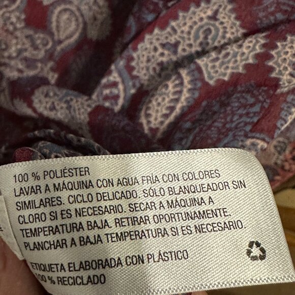 Knox Rose size XXL purple print semi sheer ruffles Boho long sleeve top - Picture 7 of 8